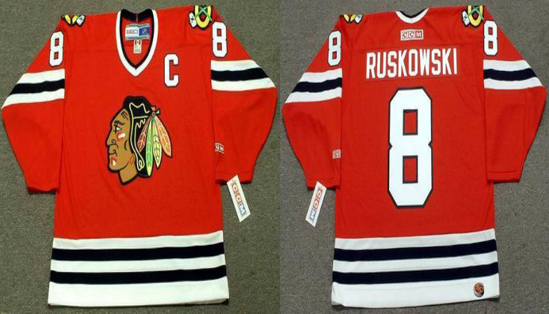 2019 Men Chicago Blackhawks 8 Ruskowski red CCM NHL jerseys